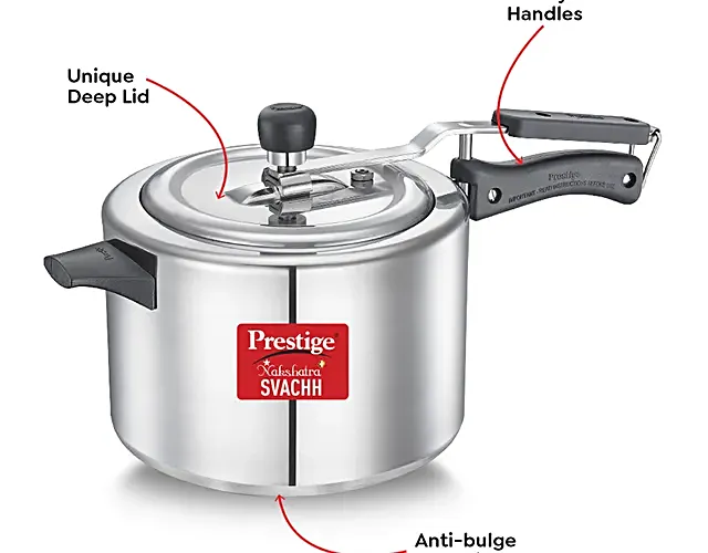 Prestige Nakshatra Plus Svachh Aluminium Spillage Control Pressure Cooker - Silver, 5 l-4.webp